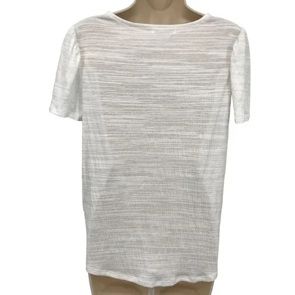 89th + Madison Womens White Eyelet Embroidered Short Sleeve Blouse Size M - Picture 4 of 8